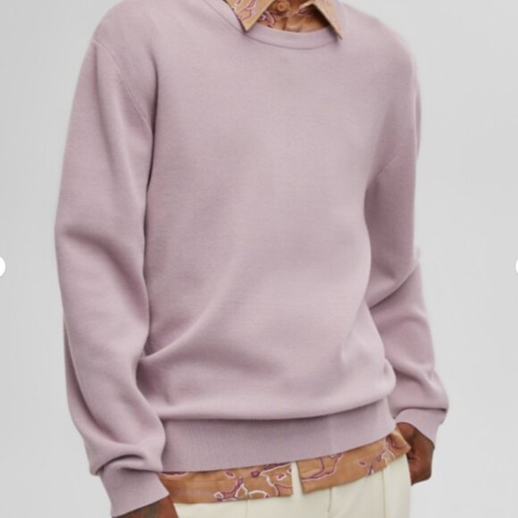 Mode of One Boxy Men's Regular Fit Crewneck Sweater Pale Elderberry Size L - Picture 1 of 8
